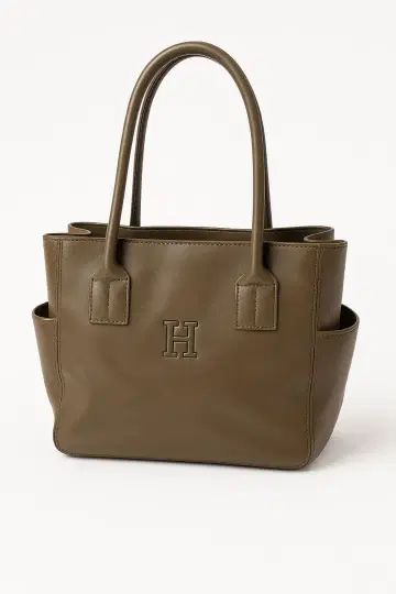 히로후 HIROFU 천연 가죽 미니 토트백 내 포켓 3개 카키 브라운