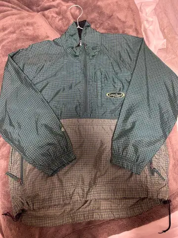 드로우 코드 90s 하프 지퍼 나일론 자켓 롱 비치 체크