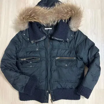 퍼 트리밍 쇼트 다운 자켓 블랙 Y2K 그런지 따뜻한