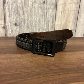 VIRGO 스터드 가죽 벨트 브라운 y2k 천연 가죽 archive
