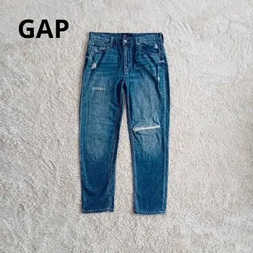 GAP 데님 팬츠 보이프렌드 데미지 가공 코튼 스트레이트 청바지