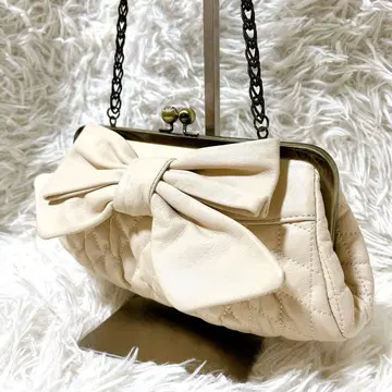 [ 컨디션 최상 ] 레베카 테일러 퀼팅 클러치백 가마구치 리본