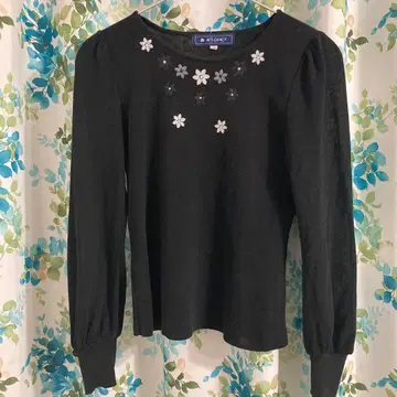 M'S GRACY 코튼 니트 스팽글 꽃 블랙 사이즈 40