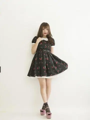 Ank Rouge 체리 패턴 미니 원피스