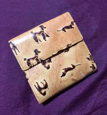 개 무늬 가죽 접이식 지갑