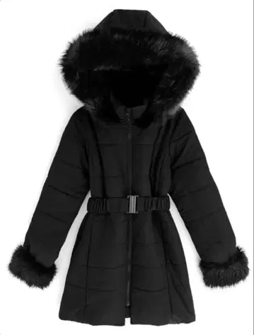 GRL 벨트 포함 퍼 다운 코트 kd13