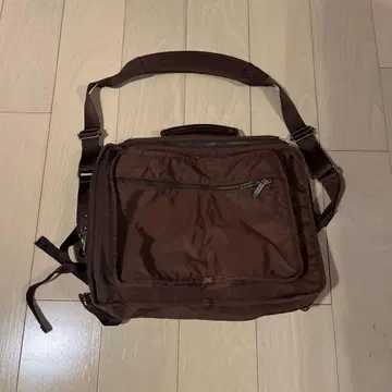 3Way 브라운 숄더백 지퍼 포켓 부착