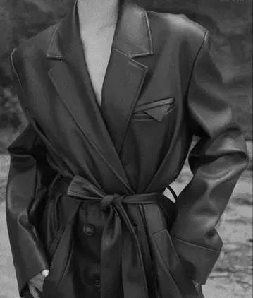 meltthelady leather like trench coat bk