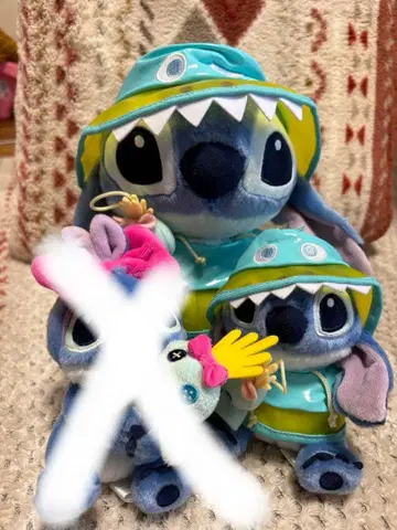 스티치 Rain 레인코트 키링 봉제 인형 세트