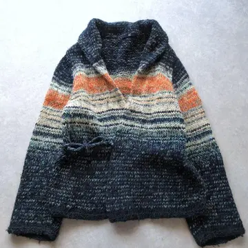 45R 울 알파카 혼방 멀티 컬러 가운 가디건 size 3