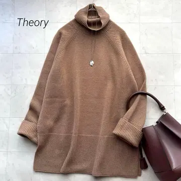 띠어리 새상품급 캐시미어 100% 터틀넥 니트 브라운 계열 브라운 스웨터