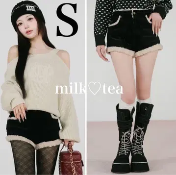 택 포함 새상품 다리치 S 블랙 포인트 보아 코듀로이 숏팬츠