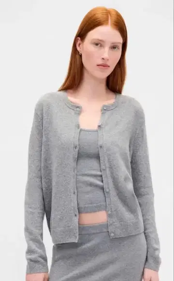 GAP 캐시미어 터치 크롭 가디건 라이트 헤더 그레이 L