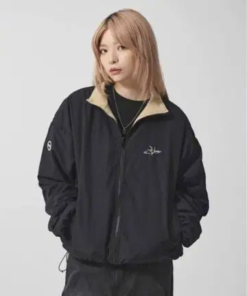 MSG 나일론 플리스 리버서블 드로코드 스탠드넥 숏 블루종