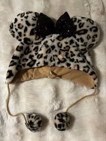 디즈니 팬캡 레오파드 무늬 브라운