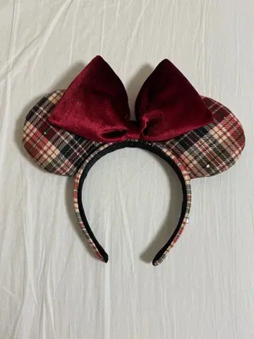 디즈니 머리띠 체크 빨간색 미니