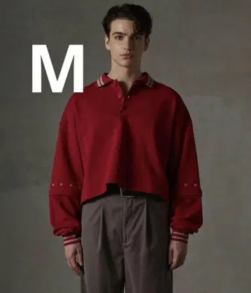 GRANCY 지퍼 레이어드 와이드 숏 피케 셔츠 빨간색 M 사이즈