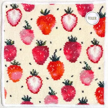 페이 타월 손수건 스트로베리 도트 아이보리