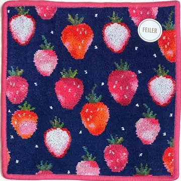 페이러 타월 손수건 스트로베리 도트 네이비 x 라이트 와인