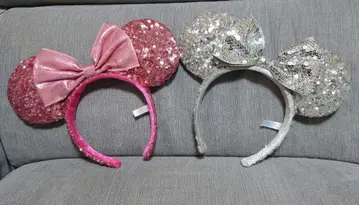 디즈니 미니 머리띠 스팽글 리본 2개 세트