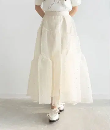RANDA 펄 오간자 캉캉 스커트 사이즈 1 크림