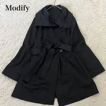 레어 모디파이 롱 코트 캐시미어 100 벨트 포함 블랙 40 L