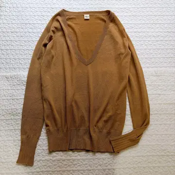 새상품급 론 헤르만 깊은 V넥 울 100% 니트 카멜