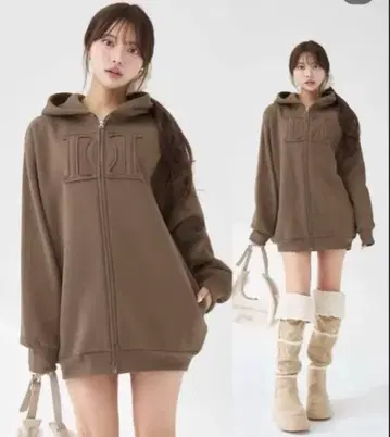 darich 다리치 아플리케 DD 로고 후드티 모카