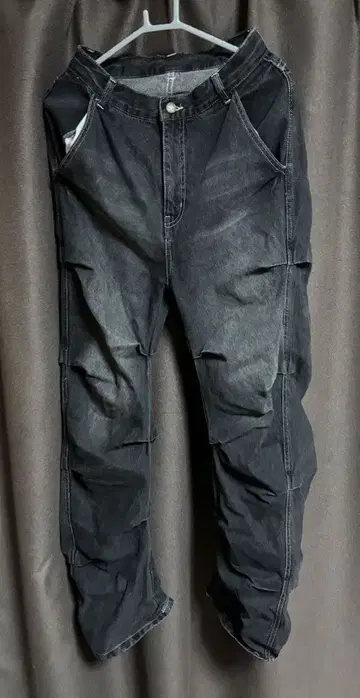 HTH (사이드 개더 데님) 블랙 M 사이즈