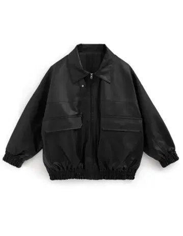 옷깃 2Way 오버 사이즈 가죽 블루종