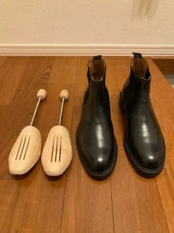 REGAL 블랙 가죽 사이드 고어 부츠 슈트리 포함