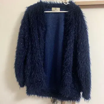 WORLD WIDE LOVE! 네이비 퍼 가디건