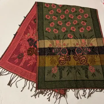 [ 새상품급 ] 판초 케이프 코트 망토 리버서블 꽃 무늬 인도산