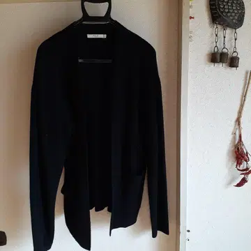 가디건 오픈 프론트 블랙 레이온 혼방