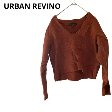 새상품급 URBAN REVINO 여성용 오렌지 V넥 스웨터 겨울 의류