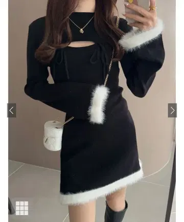 블랙 니트 원피스 프리 슬리브