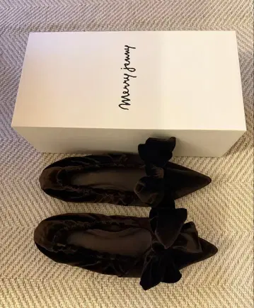 merryjenny ribbon 개더 신발 브라운