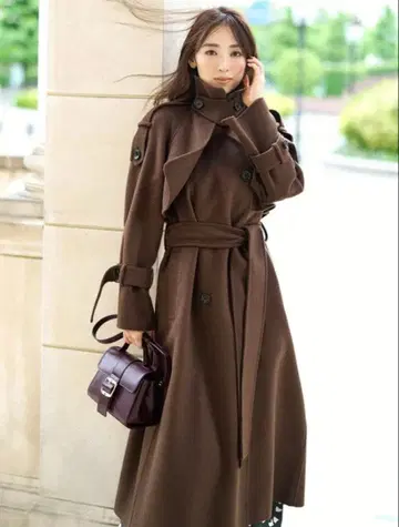 SNIDEL 우로코 캐시미어 스탠드 카라 코트 BRW 사이즈 M