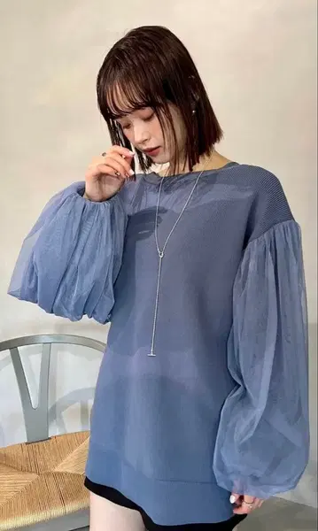 mystic 튤 슬리브 가디건