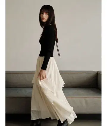 FRAY I.D 니트 도킹 원피스 black