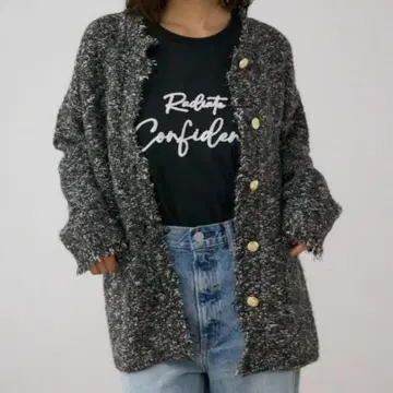 트위드 라이크 니트 가디건 AZUL