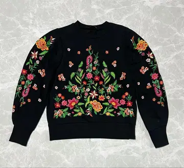 ZARA 꽃무늬 자수 트레이닝복 S 속기모 블랙