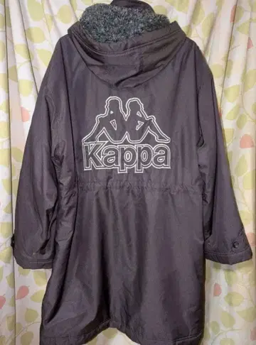 Kaepa 벤치 코트 M-L 적자색 후드 부착 안쪽 보아 따뜻한 롱 기장