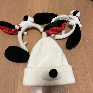 강아지 귀 니트 (스누피) 모자 프리 사이즈 USJ와 머리띠