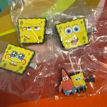 스펀지밥 헤어 클립 4개 세트
