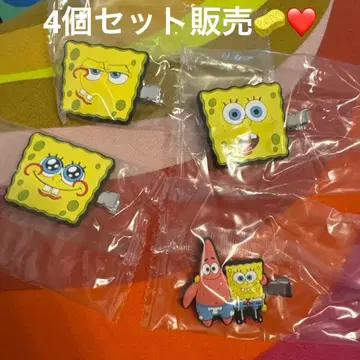 스펀지밥 헤어 클립 4개 세트