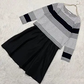 ELLE 이소재 원피스 화이트 x 네이비 x 블랙 40 오샤레