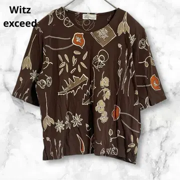 위츠 엑시드 브라운 꽃무늬 반팔 상의 L 코튼 100% 일본제