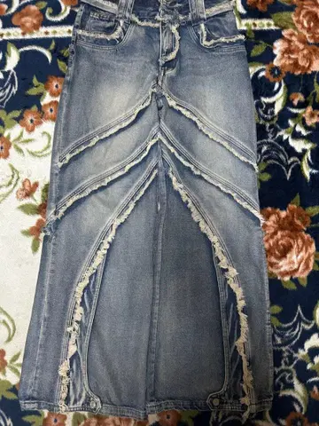 플레어 데님 라이트 블루 데미지 가공 y2k