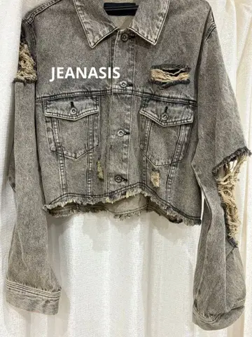 새상품 지나시스 크러쉬 숏 G자켓 그레이 데미지 귀여운